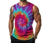 Camiseta sin Mangas para Hombre con diseño de Espiral Multicolor Estilo Hippie Ideal para Ejercicio y Gimnasio