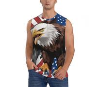 Camiseta sin mangas para hombre con estampado de águila con bandera de Estados Unidos, camiseta atlética sin mangas para correr, casual, aventuras al aire libre, Negro, XL-4XL