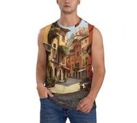 Camiseta sin mangas para hombre con estampado de calle italiana, camiseta atlética sin mangas para correr, casual, aventuras al aire libre, Negro, XXL-4XL