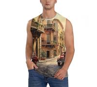 Camiseta sin mangas para hombre con estampado de calle italiana, camiseta atlética sin mangas para correr, casual, aventuras al aire libre, Negro, 3XL-4XL