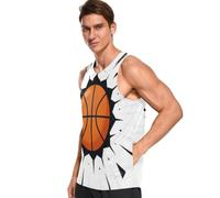 Camiseta sin mangas para hombre, contorno moderno, cómodo al tacto, almacenamiento manos libres para actividades al aire libre, Pallacanestro - Cesta de baloncesto, Medium