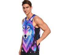 Camiseta sin mangas para hombre, cuello en V, suave, agradable al tacto, bolsillo para teléfono y tarjetas, para gimnasio y fitness, Just a Girl Who Loves Wolves Galaxy Space Wolf, X-Large