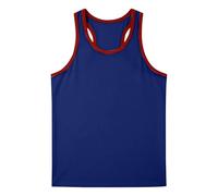 Camiseta sin mangas para hombre, cuello redondo, espalda cruzada, para fitness, culturismo, entrenamiento, musculación, azul oscuro, 3XL
