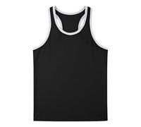 Camiseta sin mangas para hombre, cuello redondo, espalda cruzada, para fitness, culturismo, entrenamiento, musculación, Negro, 3XL