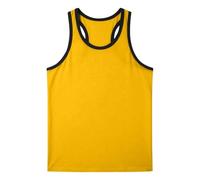 Camiseta sin mangas para hombre, cuello redondo, espalda cruzada, para fitness, culturismo, entrenamiento, musculación, amarillo, 3XL