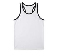 Camiseta sin mangas para hombre, cuello redondo, espalda cruzada, para fitness, culturismo, entrenamiento, musculación, blanco, XL