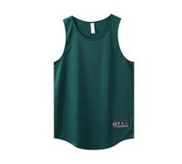 Camiseta sin mangas para hombre, de un solo color, informal, informal, para el gimnasio, fitness, deportes, culturismo, holgada, cómoda, para el día a día y el tiempo libre, verde oscuro, XXL