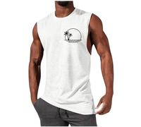 Camiseta sin mangas para hombre, de verano, sin mangas, con bolsillo, ajuste muscular, cuello redondo, informal, deportes, gimnasio, camiseta sin mangas, Z02-white - Camiseta sin mangas para hombre