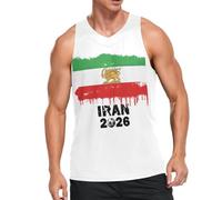 Camiseta sin mangas para hombre, diseño de bandera del país, Alemania, Estados Unidos, Irán, Noruega, Canadá, Suecia, 2026, Irán, M