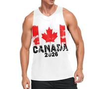 Camiseta sin mangas para hombre, diseño de bandera del país, Alemania, Estados Unidos, Irán, Noruega, Canadá, Suecia, 2026, Canadá, 5XL