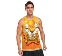 Camiseta sin mangas para hombre, diseño de caballo con diseño de tarot, color naranja, Tarot - Caballo de cartas naranja, Medium