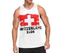 Camiseta sin mangas para hombre, diseño de Escocia, Brasil, Suiza, 2026, para fanáticos del deporte, bandera del país, camiseta sin mangas, Suiza, 3XL