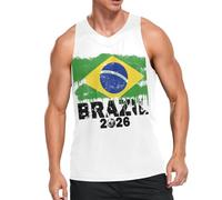 Camiseta sin mangas para hombre, diseño de Escocia, Brasil, Suiza, 2026, para fanáticos del deporte, bandera del país, camiseta sin mangas, Brasil, L