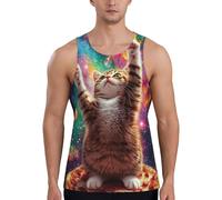 Camiseta sin mangas para hombre, transpirable, de secado rápido, para entrenamiento en la playa, tallas S-4XL, Galaxy Pizza Cat 14, L