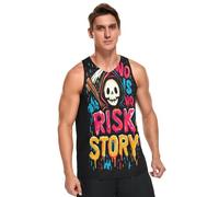Camiseta sin mangas para hombre y joven, diseño de graffiti de dibujos animados, de la parca, cómoda y transpirable, Dibujos animados Graffiti Grim Reaper, XX-Large