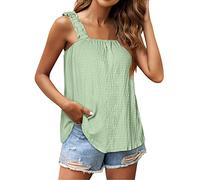 Camiseta sin mangas para mujer, camiseta de verano monocolor, camiseta de verano, holgada, holgada, extra larga, camiseta de verano, camiseta básica bohemia, ligera y ventilada, desenfadada, cuello en