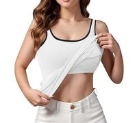 Camiseta sin mangas para mujer con sujetador integrado, ajustable, camiseta interior ancha Somemr, camiseta de tirantes básica, para fitness, tirantes de verano, acolchada, transpirable, ropa de mujer