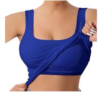 Camiseta sin mangas para mujer con sujetadores integrados, tirantes delgados ajustables, para entrenamiento, estante de entrenamiento, camiseta sin mangas básica_QXQ08090705, azul, L