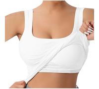Camiseta sin mangas para mujer con sujetadores integrados, tirantes delgados ajustables, para entrenamiento, estante de entrenamiento, camiseta sin mangas básica_QXQ08090705, blanco, M