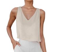 Camiseta sin mangas para mujer de verano chaleco acanalado Color Sólido Ligero Camisa Slim Fit Basic Shirt Club Party Streetwear IR al Trabajo, Citas, Vacaciones