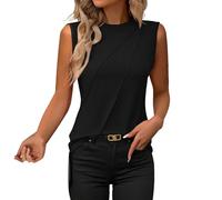 Camiseta sin mangas para mujer, deporte, transpirable, camiseta sin mangas, color liso, versátil, top de correr, fitness, sin mangas y tirantes rápidos, secado alto, ligero, camiseta, Negro , L