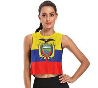 Camiseta sin mangas para mujer, estilo vintage, con bandera americana, informal, para mujer, Bandera de Ecuador Amarillo Azul Rojo, Medium