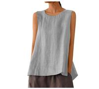 Camiseta sin mangas para mujer, holgada de verano, camiseta de tirantes bohemia, moderna, sin mangas, camiseta básica ligera y aireada, desenfadada, monocolor, extralarga, de punto, espalda cruzada