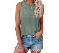 Camiseta sin mangas para mujer, sin planchado, blusas de verano, informales, básicas, Verde grisáceo., XS