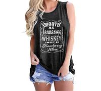 Camiseta sin mangas para mujer suave como Tennessee Whiskey Sweet As Strawberry Wine Letter Print cuello redondo sin mangas para mujer