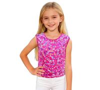 Camiseta sin mangas para niñas con estampado de leopardo de carnaval 2026 para guardería, fotografía, actuaciones en escenarios y juegos casuales, hot pink, 150