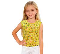 Camiseta sin mangas para niñas con estampado de leopardo de carnaval 2026 para guardería, fotografía, actuaciones en escenarios y juegos casuales, amarillo, 150