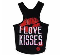 Camiseta sin mangas para perros grandes " I Love Kisses" de DoggyDolly, negra - 50% Dto.