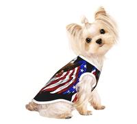 Camiseta sin mangas transpirable con estampado de águila patriótica de la bandera de Estados Unidos, traje ligero para perros y gatos, camiseta elástica sin mangas