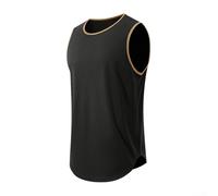 Camiseta sin mangas transpirable de secado rápido para hombre, para correr, entrenamiento de fuerza, HIIT y cardio, chaleco ligero de poliéster (L, negro y caqui)