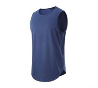 Camiseta sin mangas transpirable de secado rápido para hombre, para correr, entrenamiento de fuerza, HIIT y cardio, chaleco ligero de poliéster (XL, azul marino)