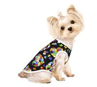 Camiseta sin mangas transpirable para mascotas grandes, con diseño de rompecabezas de concienciación sobre el autismo, diseño de corazón, traje ligero para perros y gatos, camiseta elástica sin mangas
