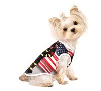 Camiseta sin mangas transpirable para perros y gatos con estampado de bandera de Estados Unidos con rayas rojas, para cachorros pequeños, gatitos, uso en interiores y exteriores