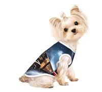 Camiseta sin mangas transpirable para perros y gatos con estampado de invierno, Navidad, nieve, noche, ferrocarril, tren, para cachorros pequeños, gatitos, uso en interiores y exteriores
