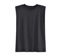Camiseta sin Mangas versátil con Cuello Redondo para Mujer Nueva de Verano con hombreras - Negro - L