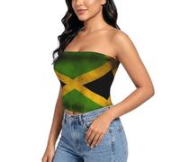 Camiseta sin tirantes con estampado de la bandera de Jamaica antigua, talla grande, para mujer, Negro, S