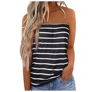 Camiseta sin Tirantes para Mujer, Chaleco Bandeau para Mujer, diseño asimétrico de Delante a atrás, Ligero y Transpirable B724