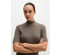 Camiseta slim de punto elástico Stone Taupe XXS