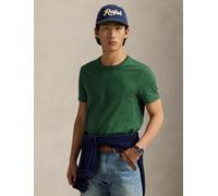 Camiseta slim lisa de punto con logo bordado Hombre Talla L. Color Verde