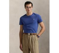 Camiseta slim lisa de punto con logo bordado Hombre Talla XL. Color Azul