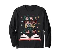 Camiseta Snow is Falling Books Are Calling Book Lover Manga Larga