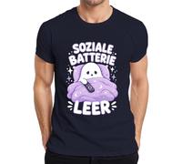 Camiseta Social Batería Vacía Introvertido Espíritu Hombres, azul marino, XXL