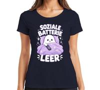 Camiseta Social Batería Vacía Introvertido Espíritu Mujer, azul marino, XXL