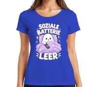 Camiseta Social Batería Vacía Introvertido Espíritu Mujer, azul, XXL