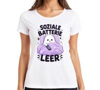 Camiseta Social Batería Vacía Introvertido Espíritu Mujer, Blanco, XXL