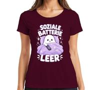 Camiseta Social Batería Vacía Introvertido Espíritu Mujer, granate, XXL